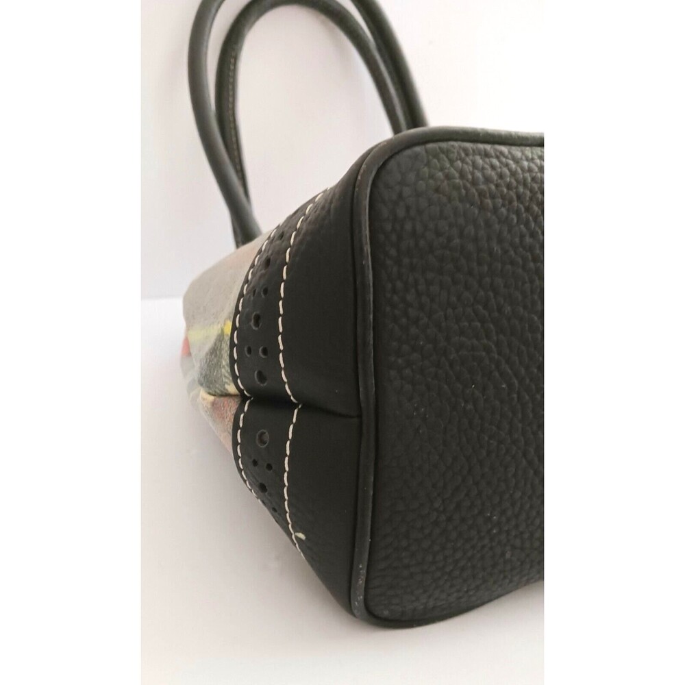 VTG Dooney & Bourke Madras Plaid Ladybug Satchel Top Handle Bag Blk Pebbled Trim - Picture 8 of 13